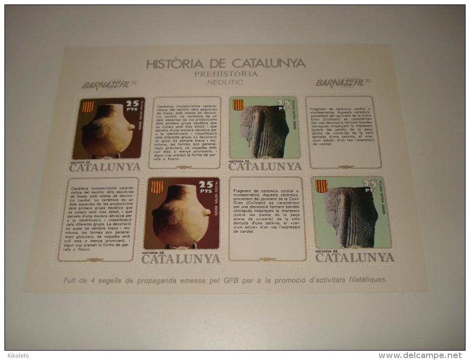 ESPAÑA - HISTORIA DE CATALUNYA - HOJA Nº 2 - PREHISTORIA (NEOLITICO) ** MNH - Feuillets Souvenir