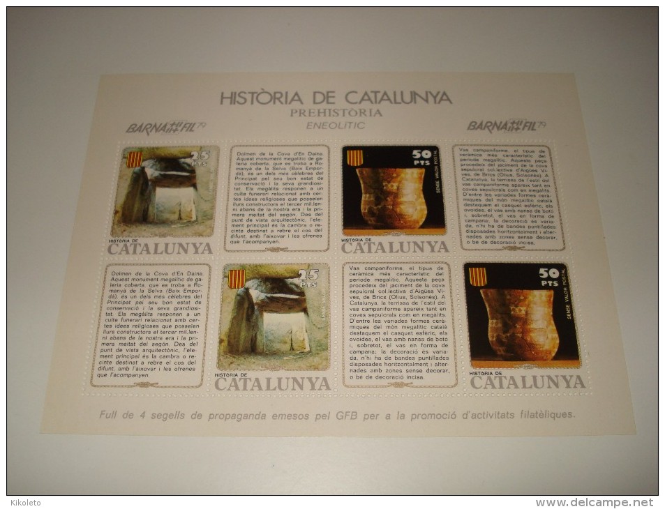 ESPAÑA - HISTORIA DE CATALUNYA - HOJA Nº 3 - PREHISTORIA (ENEOLITICO) ** MNH - Hojas Conmemorativas