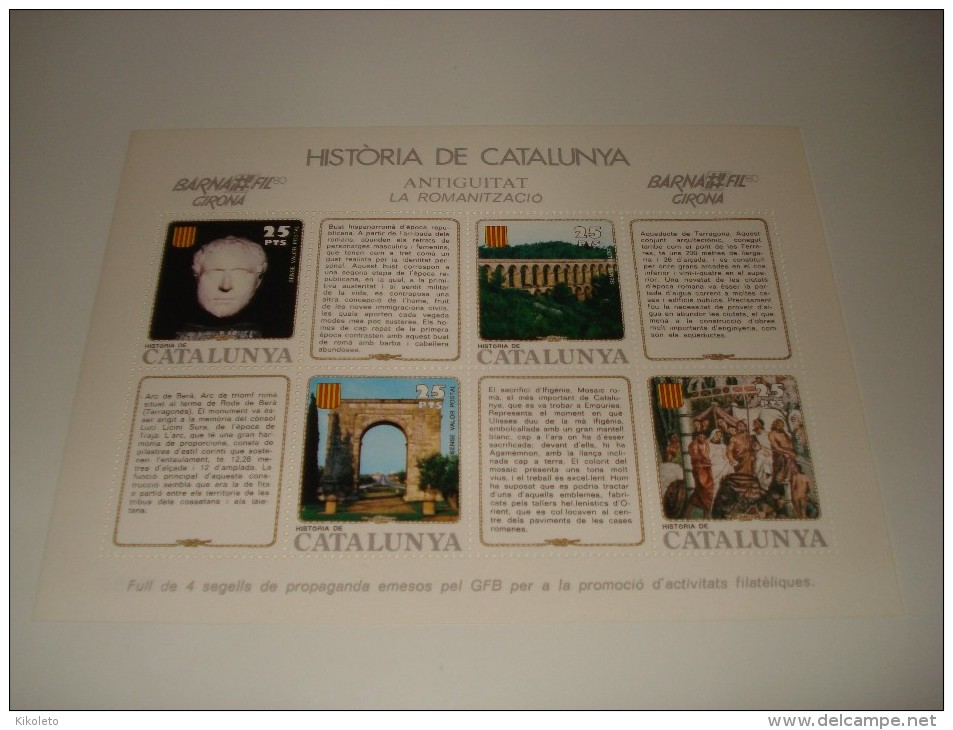ESPAÑA - HISTORIA DE CATALUNYA - HOJA Nº 7 - ANTIGUITAT (LA ROMANITZACIO) ** MNH - Hojas Conmemorativas