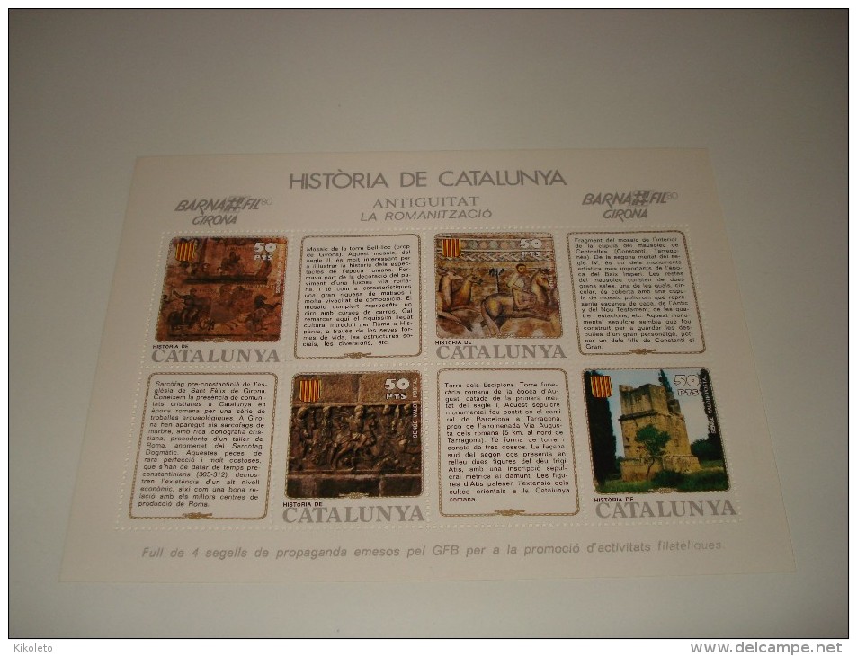 ESPAÑA - HISTORIA DE CATALUNYA - HOJA Nº 8 - ANTIGUITAT (LA ROMANITZACIO) ** MNH - Hojas Conmemorativas