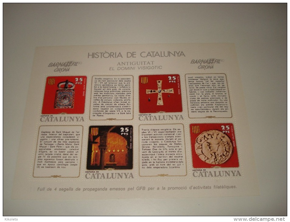 ESPAÑA - HISTORIA DE CATALUNYA - HOJA Nº 9 - ANTIGUITAT (EL DOMINI VISIGOTIC) ** MNH - Commemorative Panes