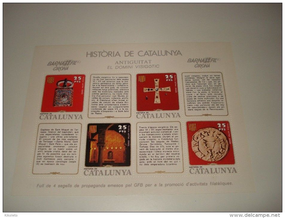 ESPAÑA - HISTORIA DE CATALUNYA - HOJA Nº 9 - ANTIGUITAT (EL DOMINI VISIGOTIC) ** MNH - Hojas Conmemorativas