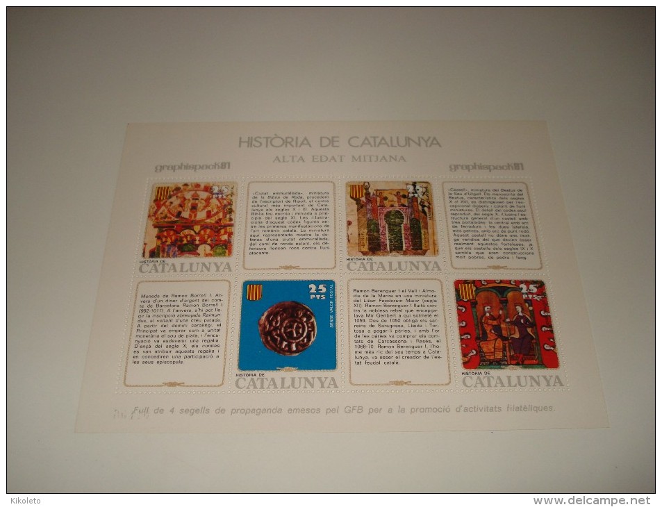 ESPAÑA - HISTORIA DE CATALUNYA - HOJA Nº 11 - ALTA EDAT MITJANA ** MNH - Feuillets Souvenir