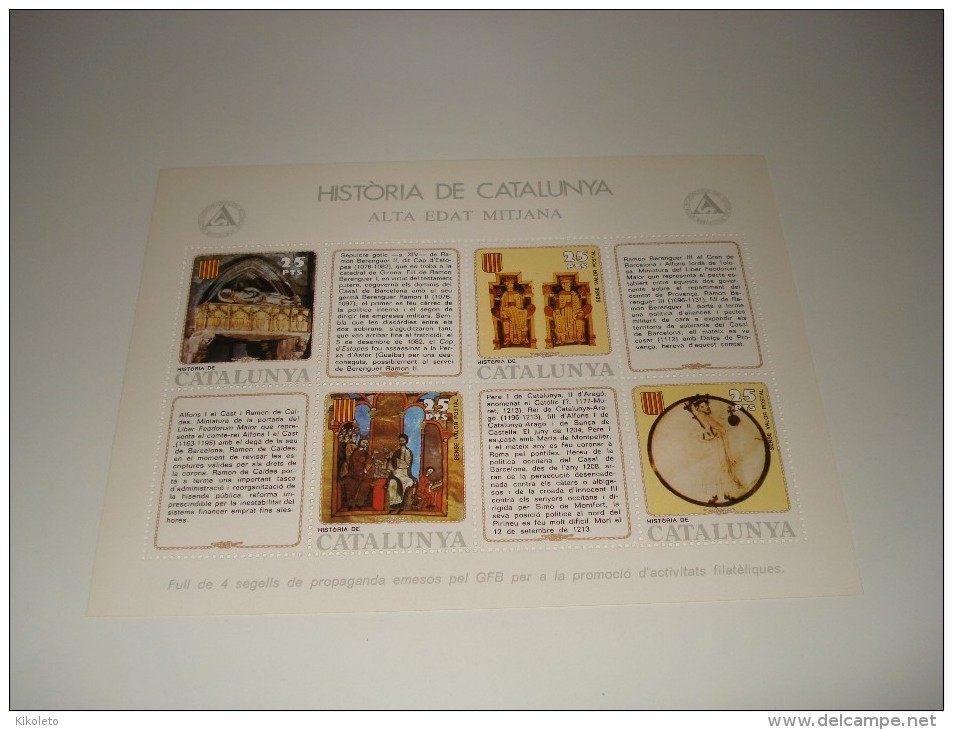 ESPAÑA - HISTORIA DE CATALUNYA - HOJA Nº 12 - ALTA EDAT MITJANA ** MNH - Hojas Conmemorativas