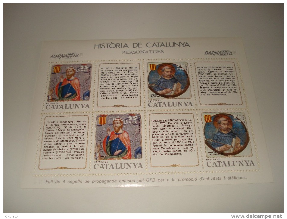 ESPAÑA - HISTORIA DE CATALUNYA - HOJA Nº 14 - PERSONATGES ** MNH - Hojas Conmemorativas