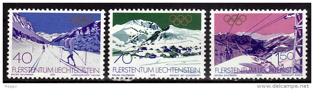 LIECHTENSTEIN  N° 679/81  * *  ( Cote 4.25e )  JO 1980  Ski    Telepherique Montagne - Hiver 1980: Lake Placid