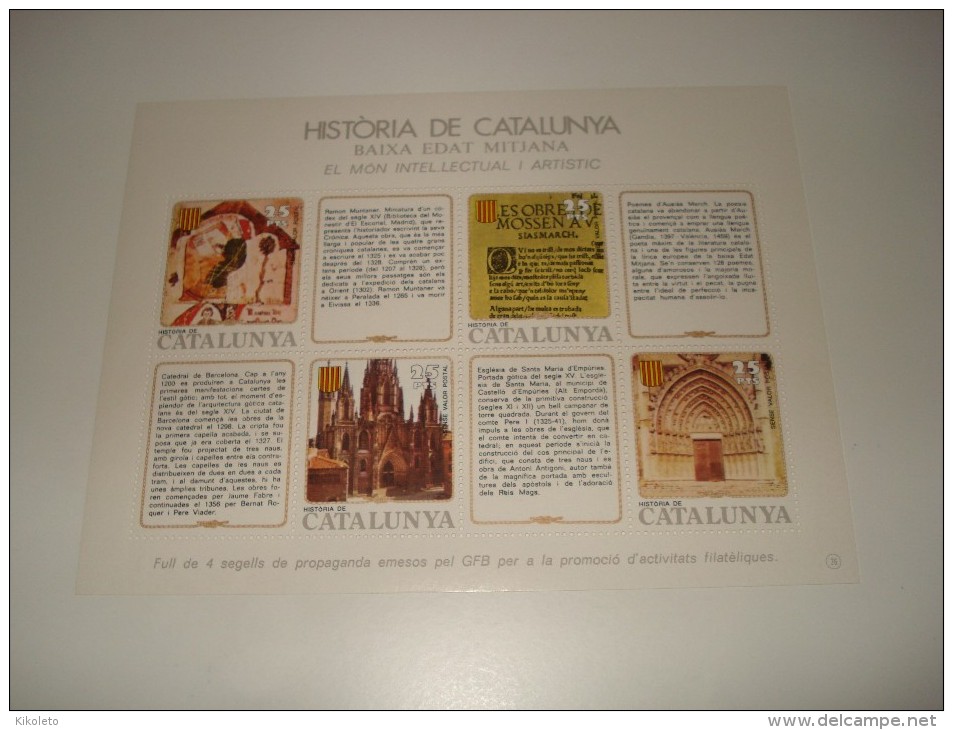 ESPAÑA - HISTORIA DE CATALUNYA - HOJA Nº 26 - BAIXA EDAT MITJANA (EL MON INTEL·LECTUAL I ARTISTIC) ** MNH - Feuillets Souvenir