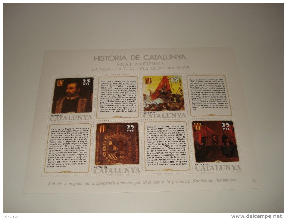 ESPAÑA - HISTORIA DE CATALUNYA - HOJA Nº 29 - EDAT MODERNA (LA VIDA POLITICA I ELS SEUS DIRIGENTS) ** MNH - Commemorative Panes