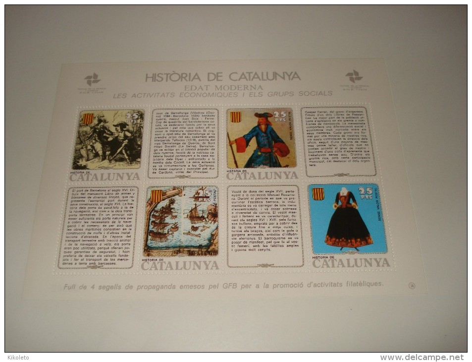 ESPAÑA - HISTORIA DE CATALUNYA - HOJA Nº 30 - EDAT MODERNA (LA VIDA POLITICA I ELS SEUS DIRIGENTS) ** MNH - Hojas Conmemorativas