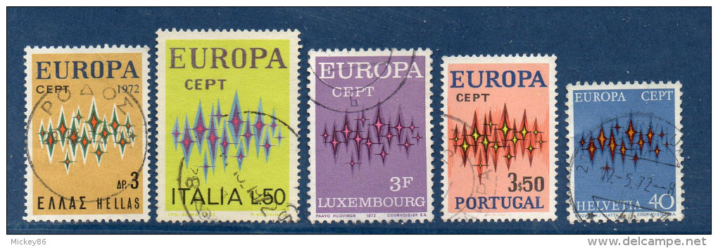 EUROPA--1972--Lot De 5 Timbres Oblitérés (Grèce,Italie,Luxembourg, Portugal Et Suisse) - 1972