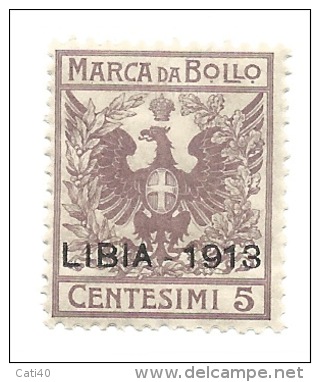 MARCA DA BOLLO-COLONIE: LIBIA  1914  CENTESIMI 5 - Emissioni Generali