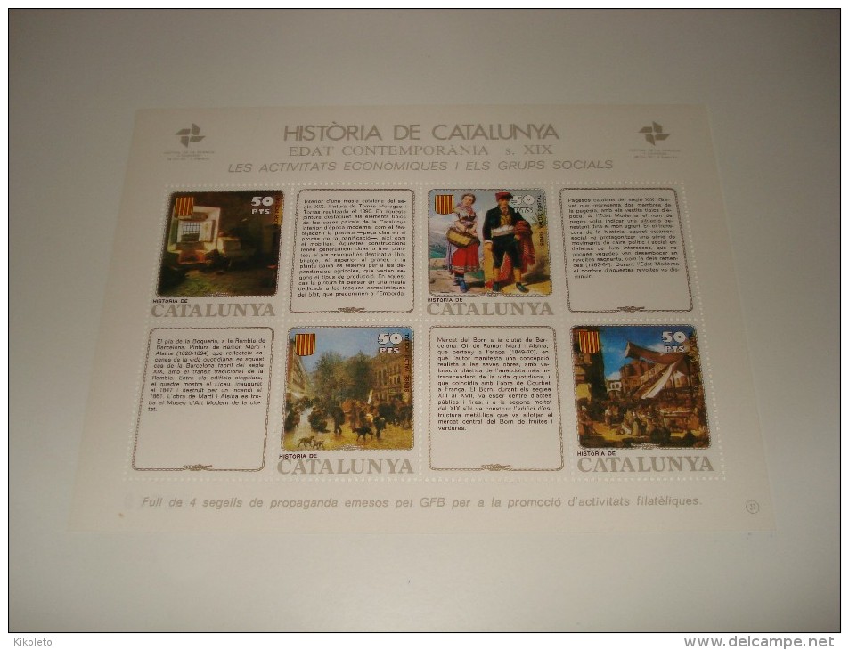 ESPAÑA - HISTORIA DE CATALUNYA - HOJA Nº 37 - EDAT CONTEMPORÀNIA (LES ACTIVITATS ECONOMIQUES I ELS GRUPS SOCIALS) ** MNH - Hojas Conmemorativas