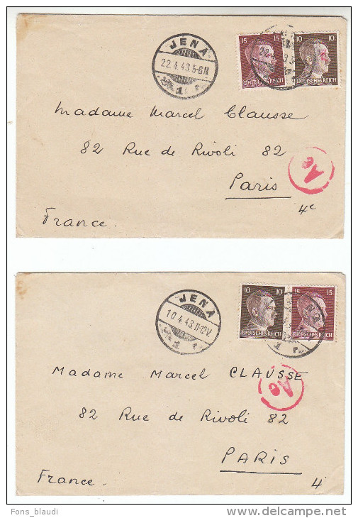 Lot De 2 Lettres - Jena 1943 - FRANCO DE PORT - Autres & Non Classés