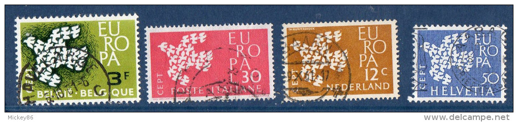 EUROPA--1961--Lot De 4 Timbres Oblitérés (Belgique,Italie, Pays-Bas Et Suisse) - 1958