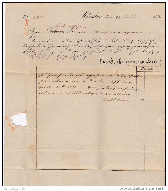 Heimat LU MÜNSTER 1874-07-29 Auf R-Brief - Brieven En Documenten