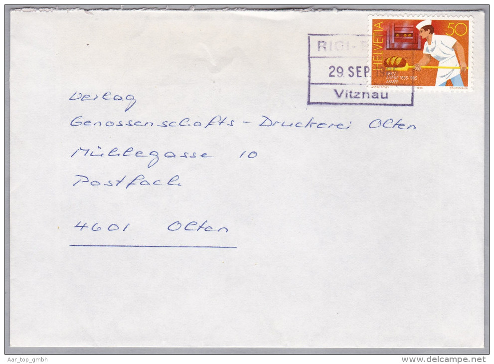 Heimat LU Bahn-Stempel RIGI-BALM 1985-09-29 Brief Nach Olten - Bahnwesen