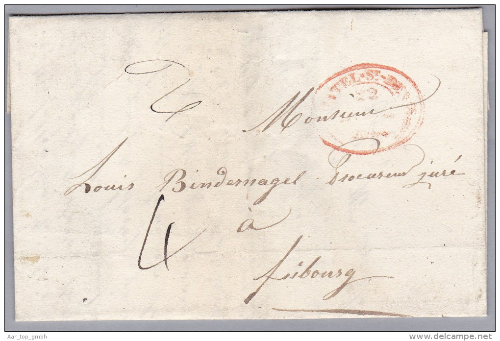 Heimat FR CHÂTEL-St..DENIS1844-04-14 Vorphila Brief Nach Fribourg - ...-1845 Prefilatelia