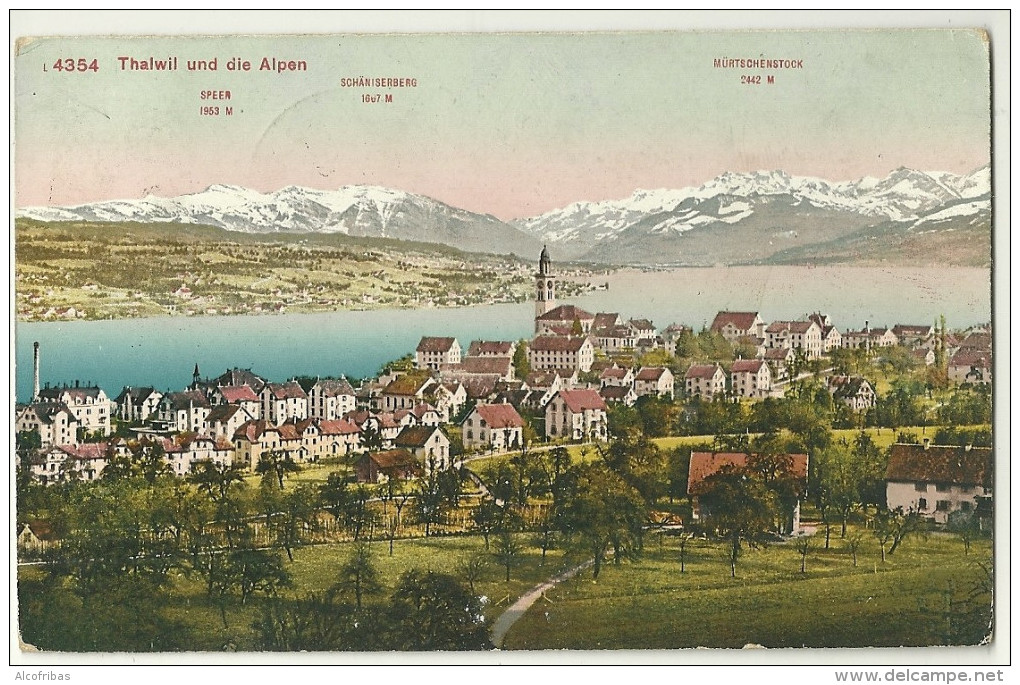 Suisse Cpa Thalwil Und Alpen Vue Sur Le Village Et Les Alpes - Thal