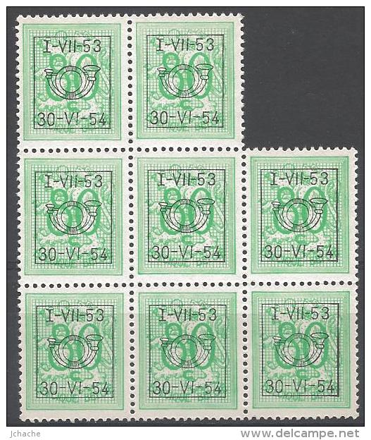 PRE 639 XX (MNH) BLOC DE 8 - Typo Precancels 1951-80 (Figure On Lion)