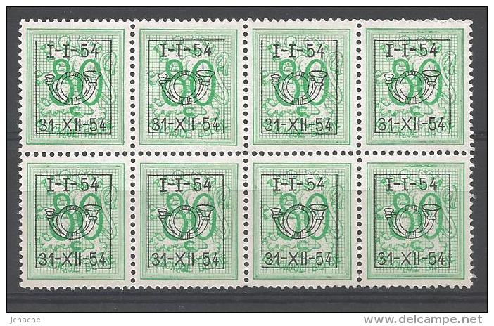 PRE 644 XX (MNH) BLOC DE 8 - Typo Precancels 1951-80 (Figure On Lion)