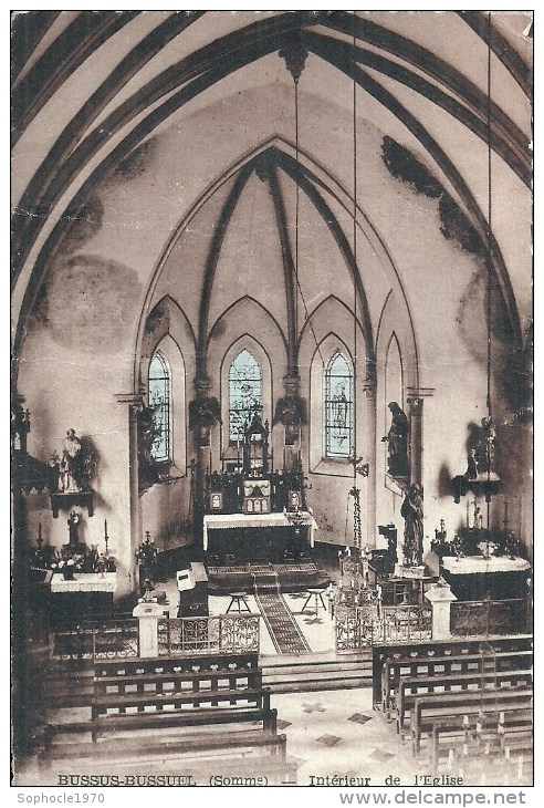 PICARDIE - 80 - SOMME -  BUSSUS BUSSUEL - Intérieur De L'église - Colorisée - Beuvraignes