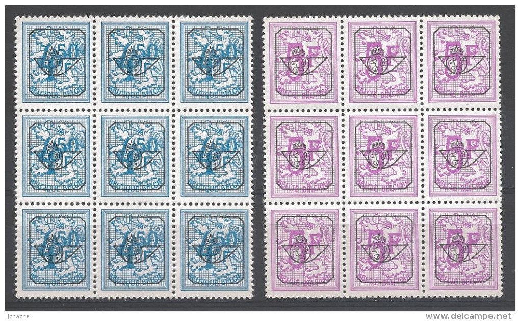 PRE 797-798 P2 XX (MNH) BLOC DE 9 - Typo Precancels 1951-80 (Figure On Lion)