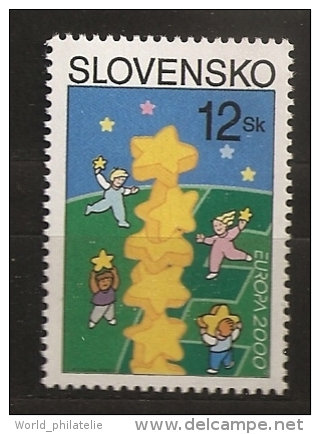 Slovaquie Slovensko 2000 N° 321 ** Europa, Colonne, Enfants, Etoiles, Pièce De Monnaie, Euro, Jeux, Emission Conjointe - Nuevos