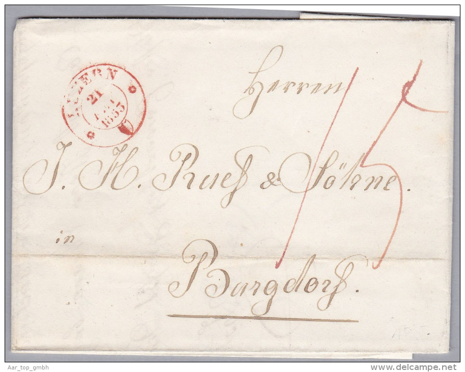 Heimat LU LUZERN 1855-05-21 Rot Brief Nach Burgdorf - ...-1845 Prephilately