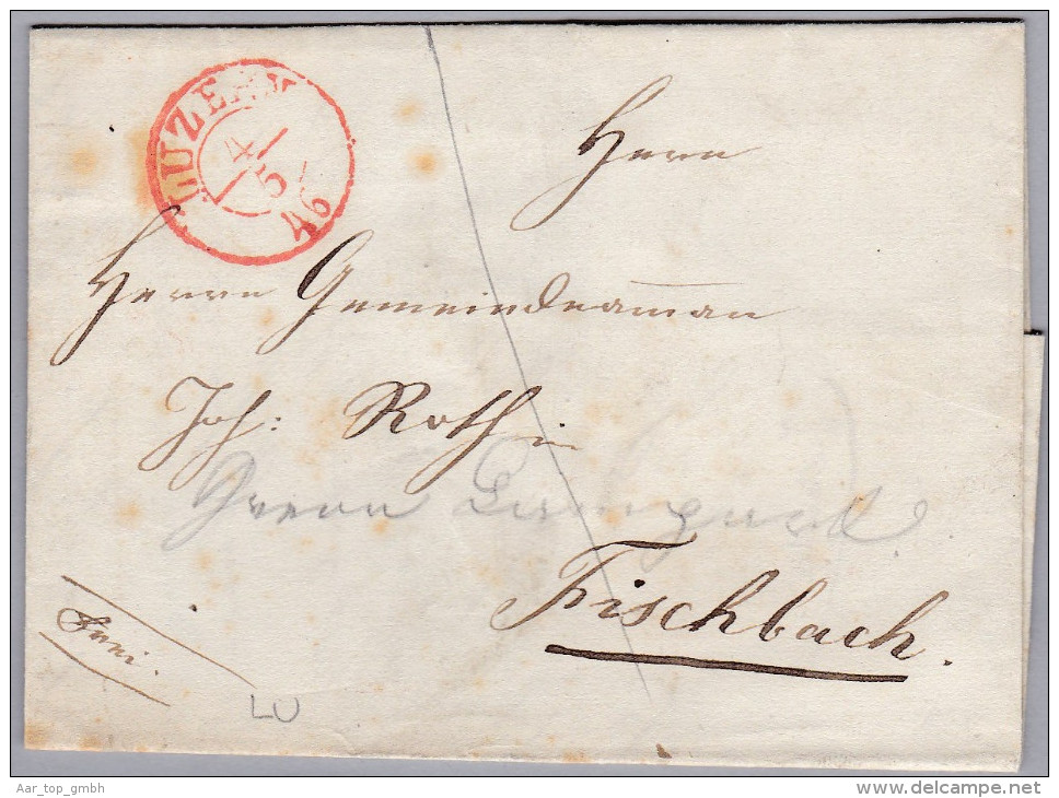 Heimat LU LUZERN 1846-05-04 Rot Vorphila Brief Nach Fischbach - ...-1845 Prephilately
