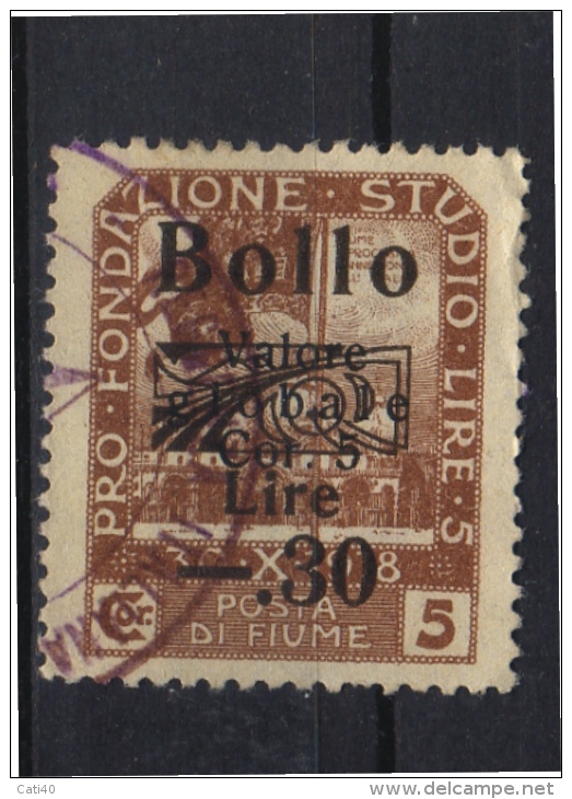 MARCA DA BOLLO/REVENUE  - FIUME - BOLLO Lire 0,30 - USATO - Fiume & Kupa