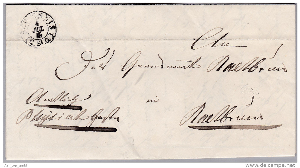 Heimat SG SCHAENNIS 1855-07-04 Amtlich Brief Nach Kaltbrünn Kanton Siegel Auf Rückseite - ...-1845 Vorphilatelie