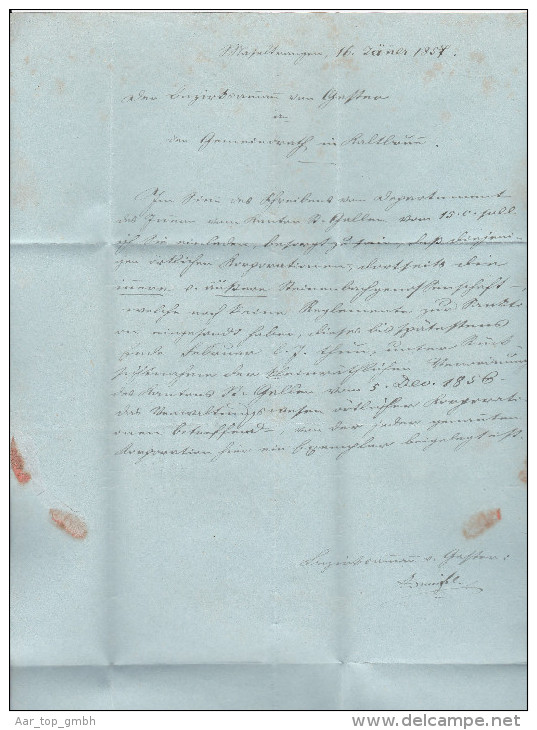 Heimat SG SCHAENNIS 1857-01-17 Amtlich Brief Nach Kaltbrünn Mit Blauem AK-Stempel - ...-1845 Vorphilatelie