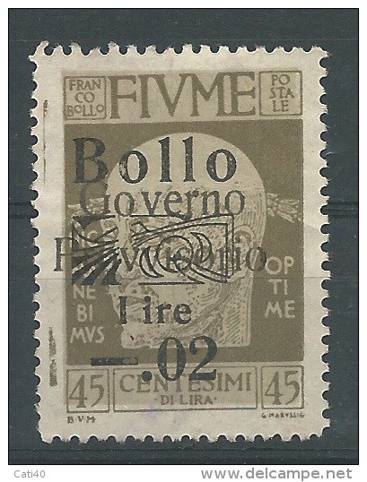 MARCA DA BOLLO/REVENUE  - FIUME - EFFIGE D´ANNUNZIO L. 0,2 SU 45 - Fiume & Kupa