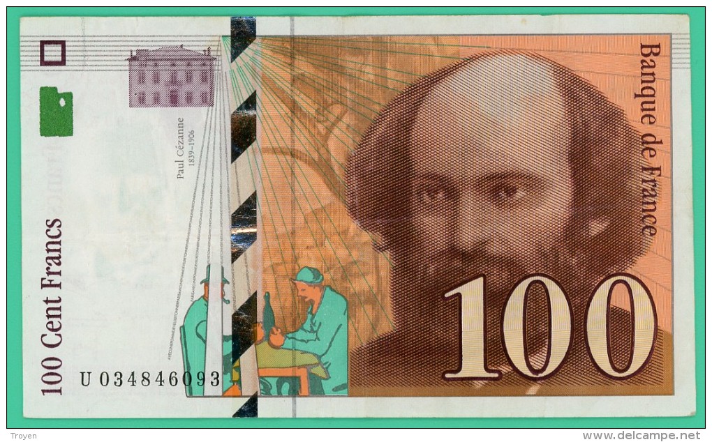 France - 100 Francs - Cézanne - N° U 034846093 -  1997 - Sup - 100 F 1997-1998 ''Cézanne''