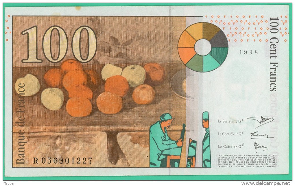 France - 100 Francs - Cézanne - N° R 05691227 -  1998 - Sup - 100 F 1997-1998 ''Cézanne''