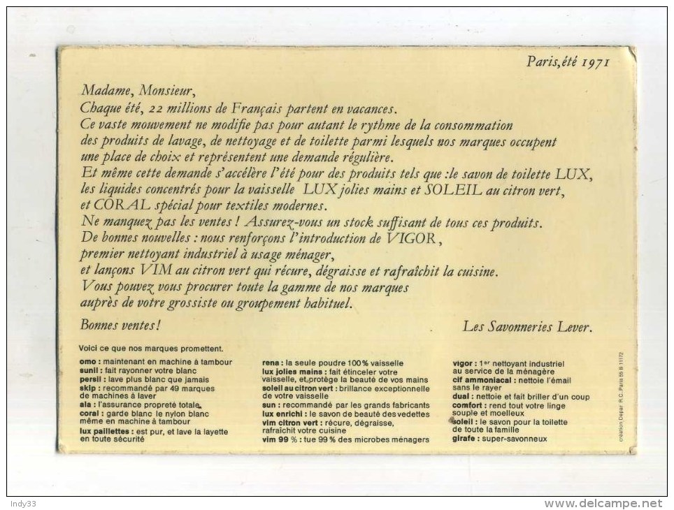 -  PUB. PHARMACIE SUR CARTE  PHOTO A SYSTEME  . PRODUITS DES AVONNERIS LEVER . - Pubblicitari