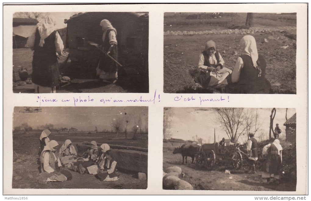 CP Photo 1918 Albanie - Types D´albanais Dans Un Village, Femmes, Paysans, Costume (A86, Ww1, Wk1) - Albania