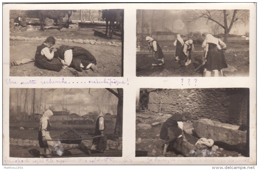 CP Photo 1918 Albanie - Types D´albanais, Paysans, Femme, Recherche Des Poux, La Toilette (A86, Ww1, Wk1) - Albanië