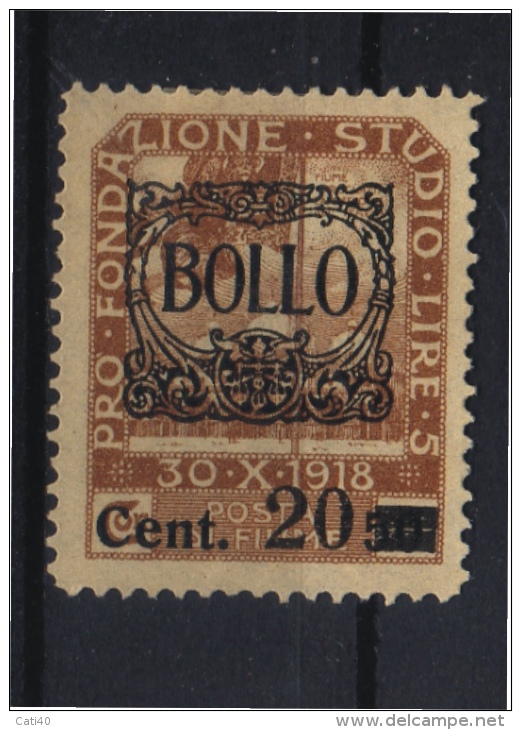 MARCA DA BOLLO/REVENUE  - FIUME - BOLLO CON FREGIO  Sovrastampato Cent.20 - USATO - Fiume & Kupa