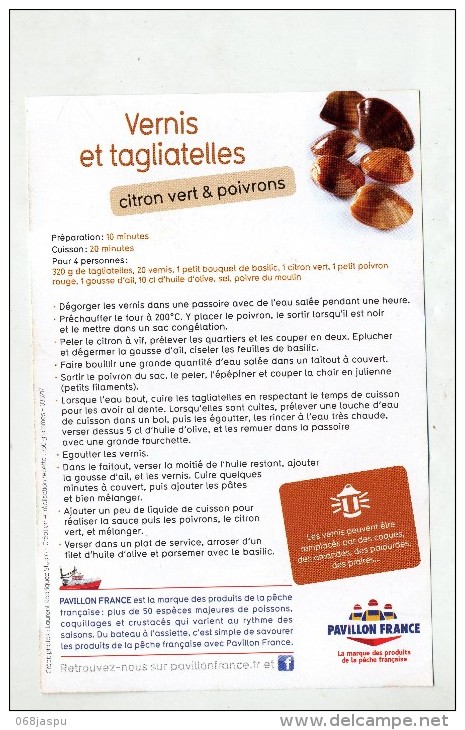 Fiche Cuisine Verni  Tagliatelle Theme Coquillage - Recepten