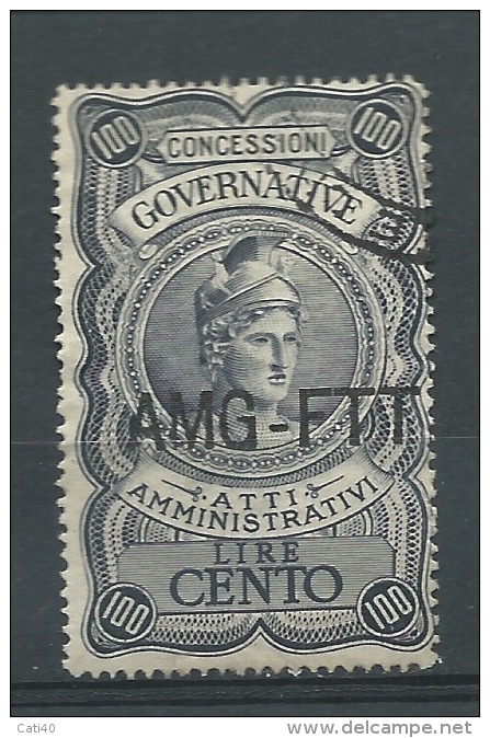 MARCA DA BOLLO/REVENUE  - TRIESTE AMG FTT -concessioni Governative LIRE 100 - Revenue Stamps