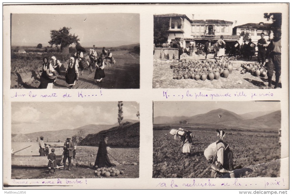 CP Photo 14-18 KORITZA (Korçë, Korça) - Paysans, Marchand Ambulant De Poterie, Pêcheurs (A86, Ww1, Wk1) - Albanie