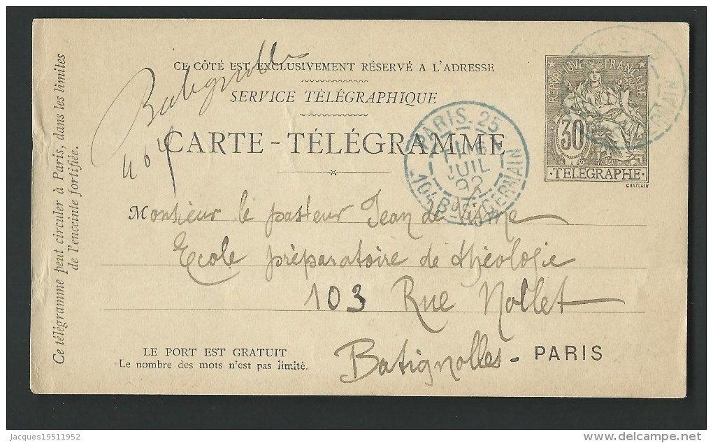 AY32 - Carte  Télégramme- 30ct  Noir - - Pneumatici