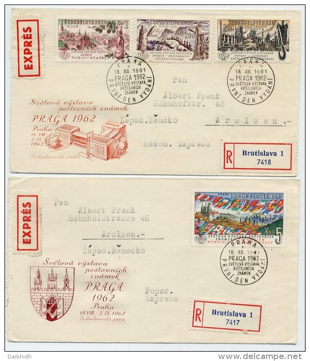 CZECHOSLOVAKIA 1961 PRAGA ´62  III Set Of 4  On 2 FDCs.  Michel 1311-14 - FDC