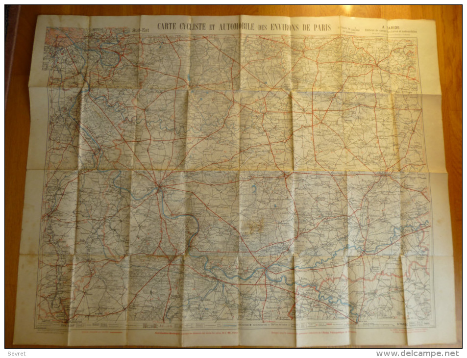 CARTE TARIDE  Pour Cyclistes Et Automobilistes Des Environs De Paris. Format 90x70. - Cartes Routières