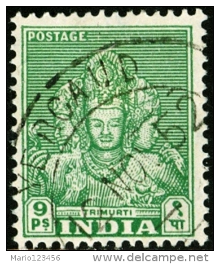 INDIA, MONUMENTI, TRIMURTI, 1949, FRANCOBOLLO USATO, Scott 209 - Usados