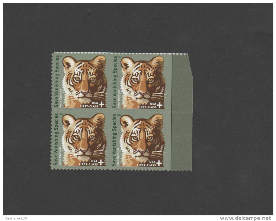 O) 2011 UNITED STATES, TIGER, SAVE VANISHING SPECIES, STICKERS-ADHESIVES, XF - Neufs