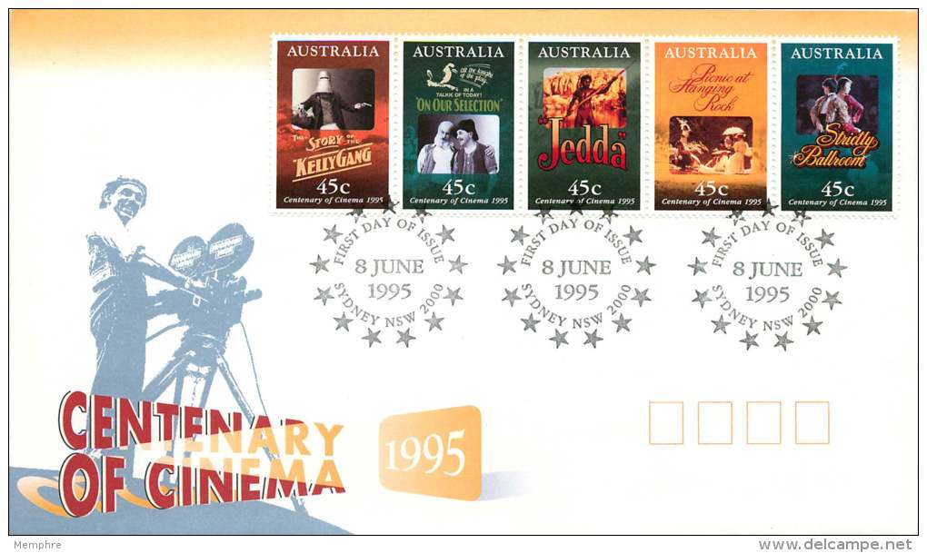 1995  Centenary Of Cinema  Strip Of 5 - FDC