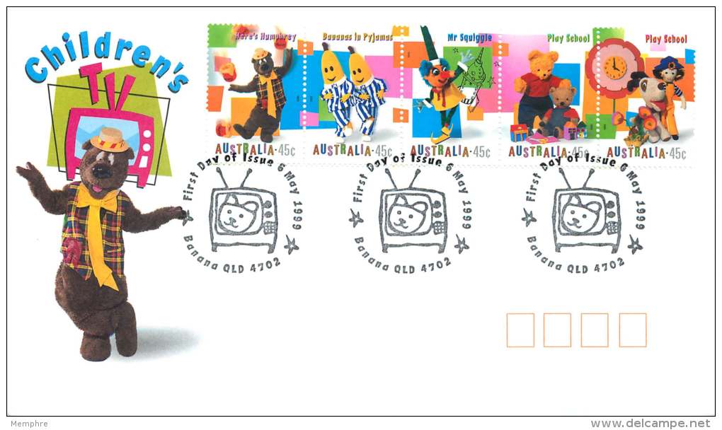 1999  ChildrenS TV   Strip Of 5 - FDC