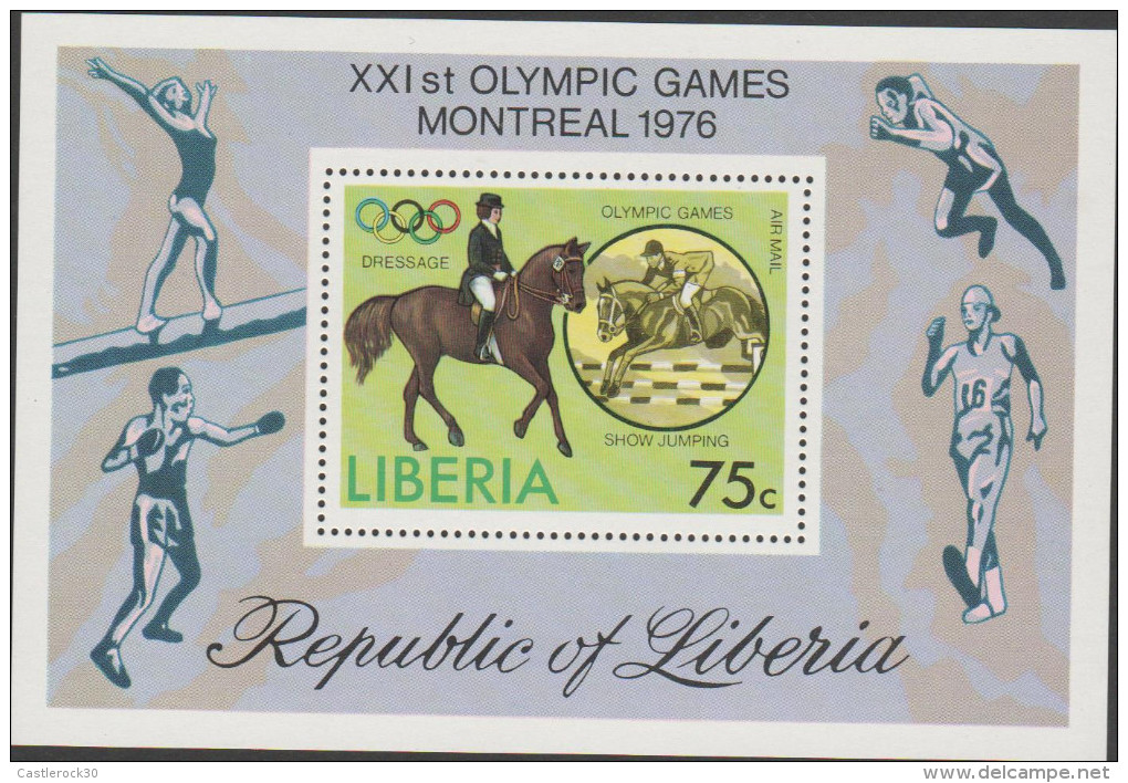 O) 1976 LIBERIA-AFRICA, HORSE RIDING-EQUITATION, XXI OLYMPIC GAMES MONTREAL, SOUVENIR MNH - Liberia